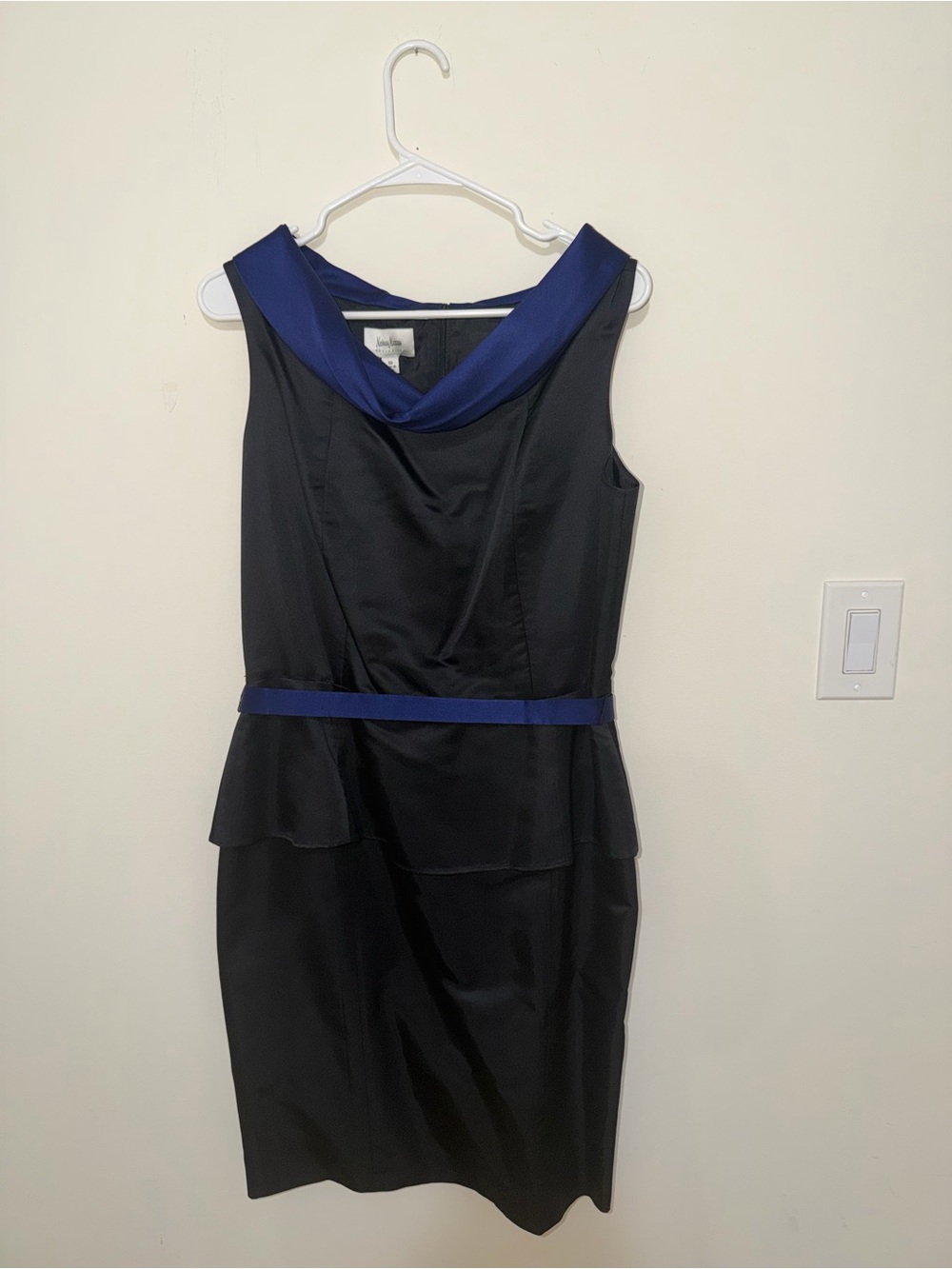 Neiman Marcus Black Midi Dress with Royal Blue Accents